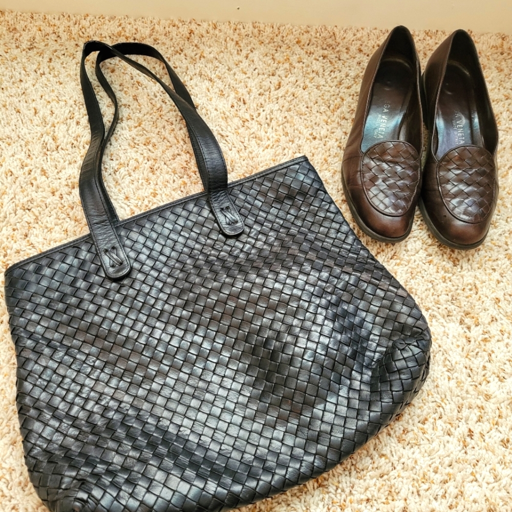 Gorgeous Vintage Bottega Veneta Leather Tote and Loafers Sz 8 Bundle
